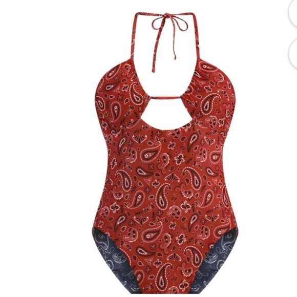 NWT Women's Reversible Bandana Print One Piece Swimsuit, Size XS 0-2 - Picture 3 of 5